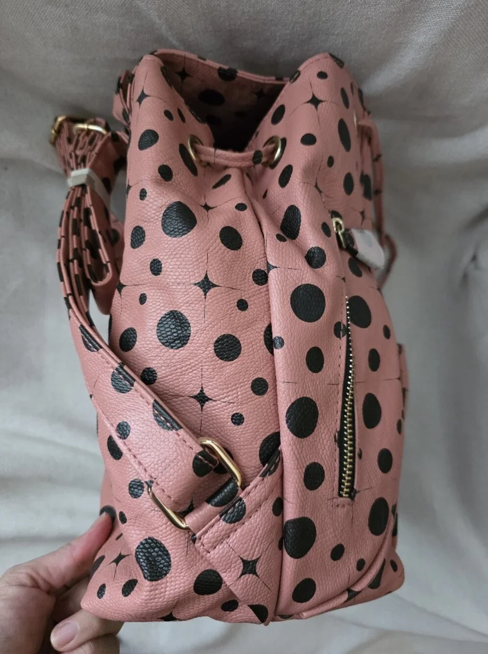 Polka Dot Pink Mini Backpack Purse - Women Bags